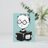 Buchwurm Postkarte (Stehend Vorderseite)