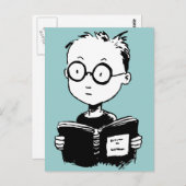 Buchwurm Postkarte (Vorne/Hinten)