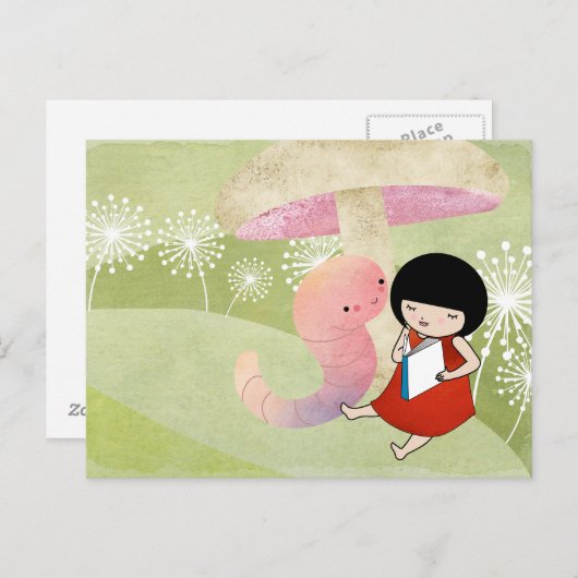 Buchwurm Postkarte (Vorne/Hinten)