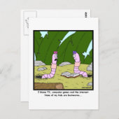 Buchwurm: Wurm-Cartoon Postkarte (Vorne/Hinten)