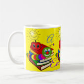 Buchwürmer, Bücher, gelbe Tasse von Apple (Links)