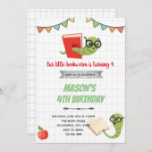 Buchwürmer Einladung zum Geburtstag (Vorne/Hinten)