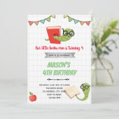 Buchwürmer Einladung zum Geburtstag (Stehend Vorderseite)