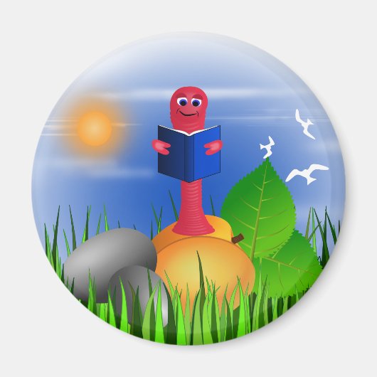 Buchwürmer Niedliches Rundmagazin Magnet (Vorne)