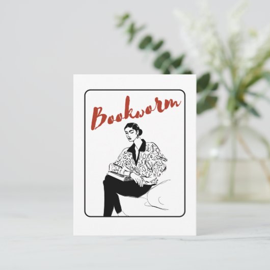 Buchwurmmädchen Postkarte (Stehend Vorderseite)