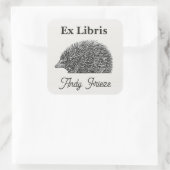 Buchzeichen-Aufkleber für bearbeitbare Igel Quadratischer Aufkleber (Tasche)