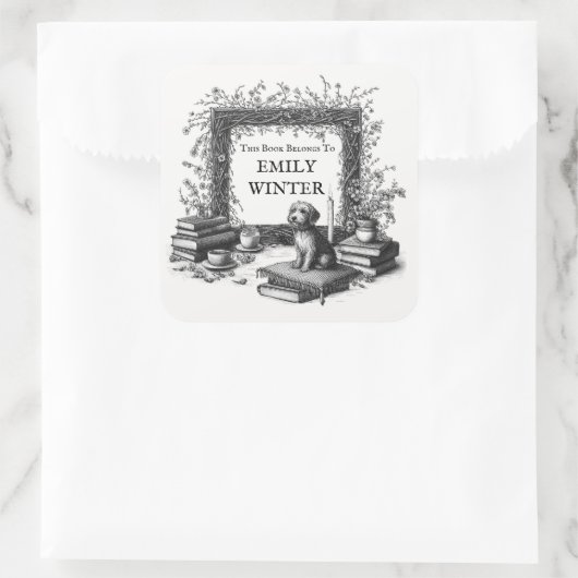 Buchzeichen-Aufkleber Quadratischer Aufkleber (Tasche)