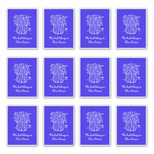 Buchzeichen aus Blauer und Weiß Aufkleber (Vorderseite)