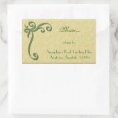 Buchzeichen aus Gold und Grüne Bibliothek "Bitte z Rechteckiger Aufkleber (Tasche)