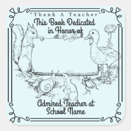 Buchzeichen Dedication "Vielen Dank an einen Lehre Quadratischer Aufkleber