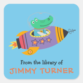 Buchzeichen der Weltraummaterial-Bibliothek Quadratischer Aufkleber