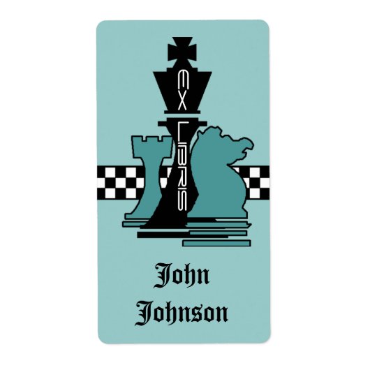 Buchzeichen Ex Libris Schachspiel Pieces King Rook (Vorne)