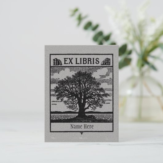 Buchzeichen Ex Libris Tree in Field Postkarte (Stehend Vorderseite)