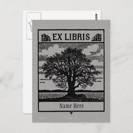 Buchzeichen Ex Libris Tree in Field Postkarte (Vorne/Hinten)