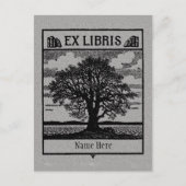 Buchzeichen Ex Libris Tree in Field Postkarte (Vorderseite)