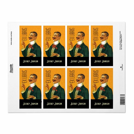 Buchzeichen Ex Libris Vntg Dapper Dressed Gentlema (Vorne)