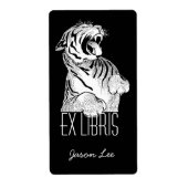 Buchzeichen Ex Libris weiße Tiger Big Cat auf schw (Vorne)
