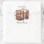 Buchzeichen für antikes Ledersuitcase Quadratischer Aufkleber (Tasche)