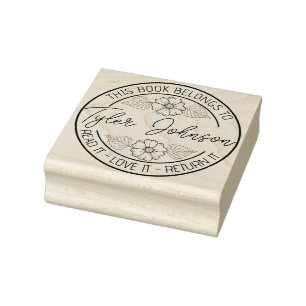 Buchzeichen für Bibliothek mit Blumenzauber Gummistempel