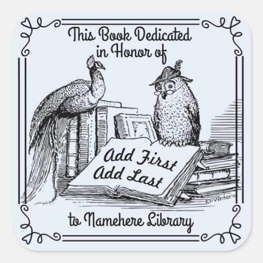 Buchzeichen für Bibliotheksspezifische Verwendung, Quadratischer Aufkleber (Vorderseite)