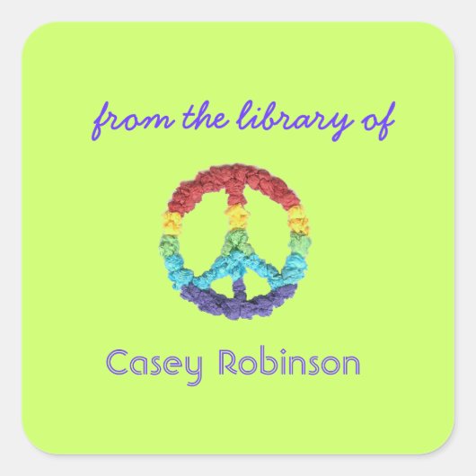 Buchzeichen für das Friedenszeichen Quadratischer Aufkleber (Vorderseite)