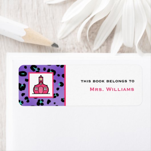 Buchzeichen für Lehrer - Lila Leopard-Printwerbung (Insitu)