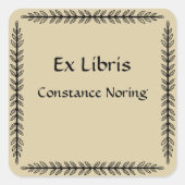 Buchzeichen für Vintage Blätter Quadratischer Aufkleber (Vorderseite)