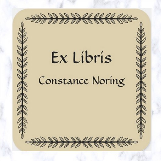 Buchzeichen für Vintage Blätter Quadratischer Aufkleber