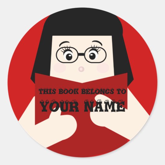 Buchzeichen Girl 2 Lesebuch Custom Sticker (Vorderseite)