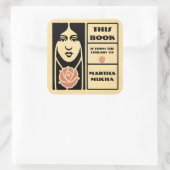 Buchzeichen im Jugendstil Quadratischer Aufkleber (Tasche)
