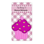 Buchzeichen Label Teens Kinder Buch Pink Cupcake K (Vorne)