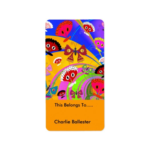 Buchzeichen Labels Kids Stickers Schmetterlinge Adressaufkleber (Vorne)