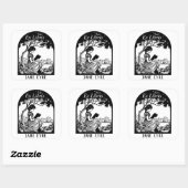 Buchzeichen - Mädchenlektüre unter Bäumen Quadratischer Aufkleber (Blatt)