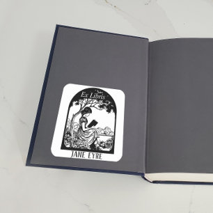 Buchzeichen - Mädchenlektüre unter Bäumen Quadratischer Aufkleber