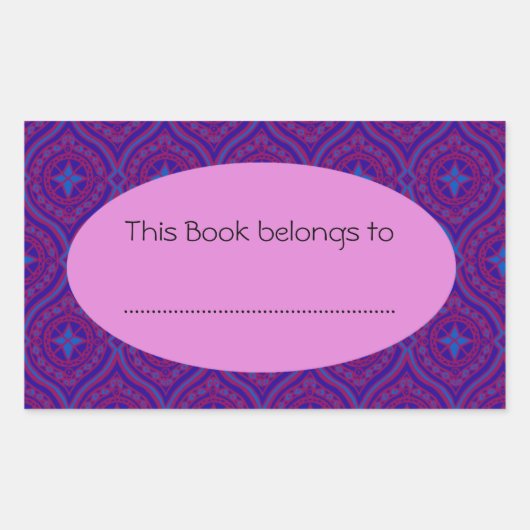 Buchzeichen mit Kästchen: Lila und blaues Ogee-Mus Rechteckiger Aufkleber (Vorderseite)