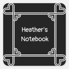 Buchzeichen mit Schwarzweißverzierung Quadratischer Aufkleber