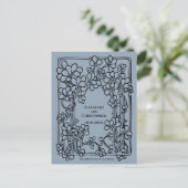 Buchzeichen mit Vintager Blume Hochzeit speichert Postkarte (Stehend Vorderseite)