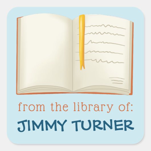 Buchzeichen öffnen quadratischer aufkleber (Vorderseite)