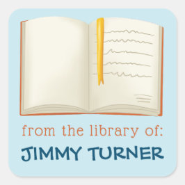 Buchzeichen öffnen quadratischer aufkleber