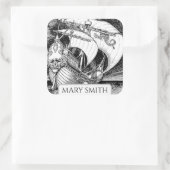 Buchzeichen, Personalisiert, Viktorianische Reprod Quadratischer Aufkleber (Tasche)