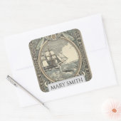 Buchzeichen, Personalisiert, Viktorianische Reprod Quadratischer Aufkleber (Umschlag)