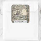 Buchzeichen, Personalisiert, Viktorianische Reprod Quadratischer Aufkleber (Tasche)