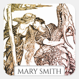 Buchzeichen, Personalisiert, Viktorianische Reprod Quadratischer Aufkleber