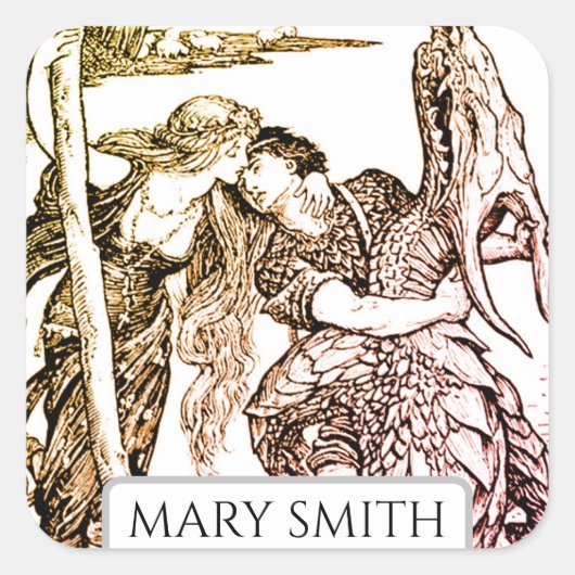 Buchzeichen, Personalisiert, Viktorianische Reprod Quadratischer Aufkleber (Vorderseite)