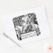 Buchzeichen, Personalisiert, Viktorianische Reprod Quadratischer Aufkleber (Umschlag)