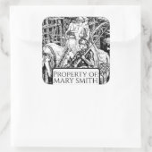 Buchzeichen, Personalisiert, Viktorianische Reprod Quadratischer Aufkleber (Tasche)