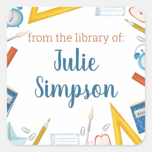 Buchzeichen Quadratischer Aufkleber (Vorderseite)