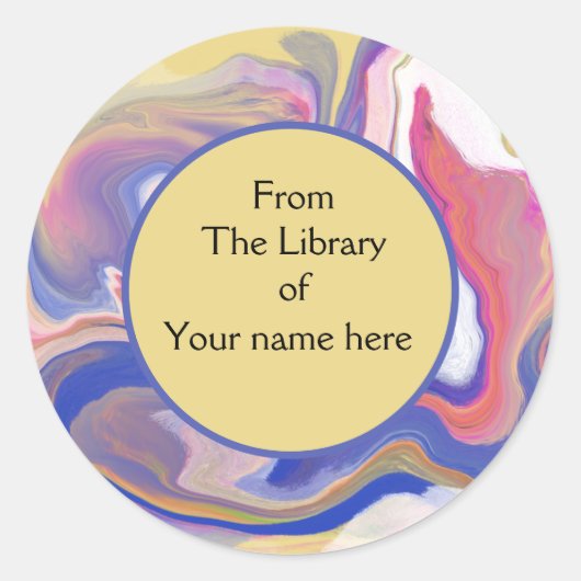 Buchzeichen - Rosa und Lila Marmor Abstraktes Must Runder Aufkleber (Vorderseite)