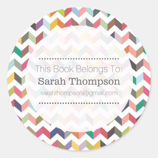Buchzeichen School Name Stickers Aztec Zickzack (Vorderseite)