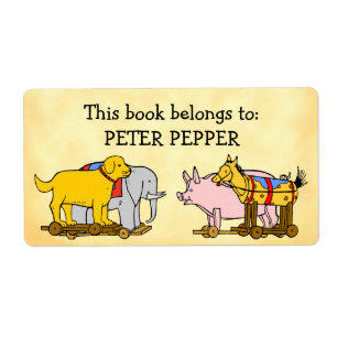 Buchzeichen Spielzeug Hund, Pferd, Elefant und Sch